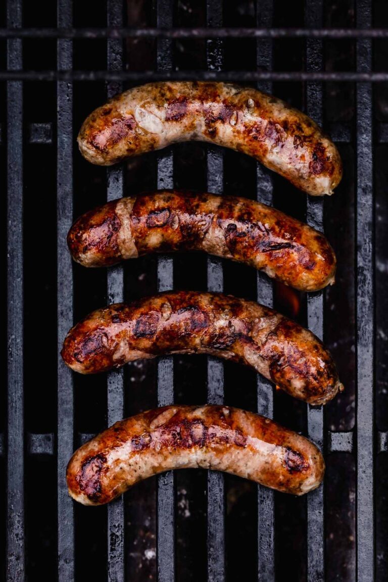 Grilled sausages with char marks